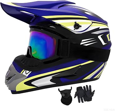 Youth Dirt Bike Helmets Kids Motocross, ATV, BMX, Four Wheeler Mountain Bike, Off-Road Motorcycle Helmet with Goggles, Gloves, Face Shield for Boys Girls - DOT Approved