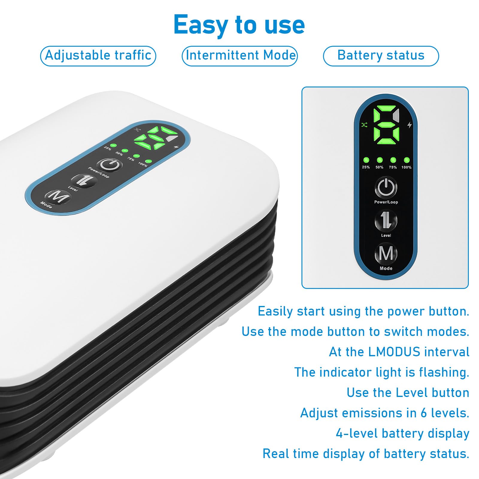 Aquarium Luftpumpe, Sauerstoffpumpe 4800mAh Akku, Doppel Auslass(5L/min), 6-Stufig Einstellbarer Luftstrom, Ultra-leise USB Aquarium pumpe für Aquarien, Gartenteiche Angeln Stromausfälle