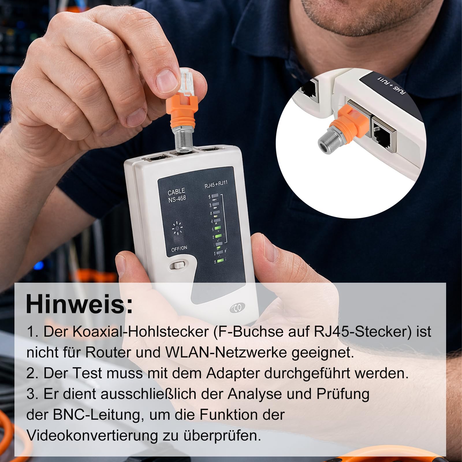 TNSLAND Adapter koncentryczny RJ45 na F wtyczka RF gniazdo na wtyczkę złącze koncentryczne, gniazdo F na RJ45 wtyczka koncentryczna pusty adapter, prosta wtyczka RJ45 na RF złącze wtykowe konwerter (3