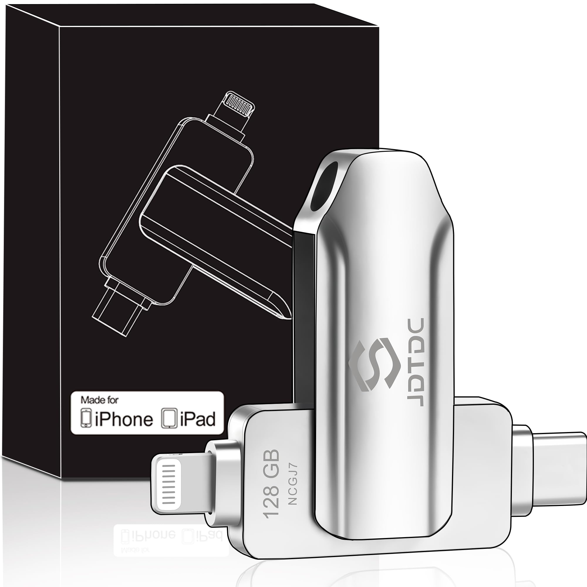 Real Apple MFi Certified 128GB Photo-Stick-iPhone Lightning & USB C Flash-Drive Thumb-Drive-For-iPhone 16/15/14 External Storage iPad-Memory Android-Photo-Storage-Stick Apple-Photo-Tansfer-Device