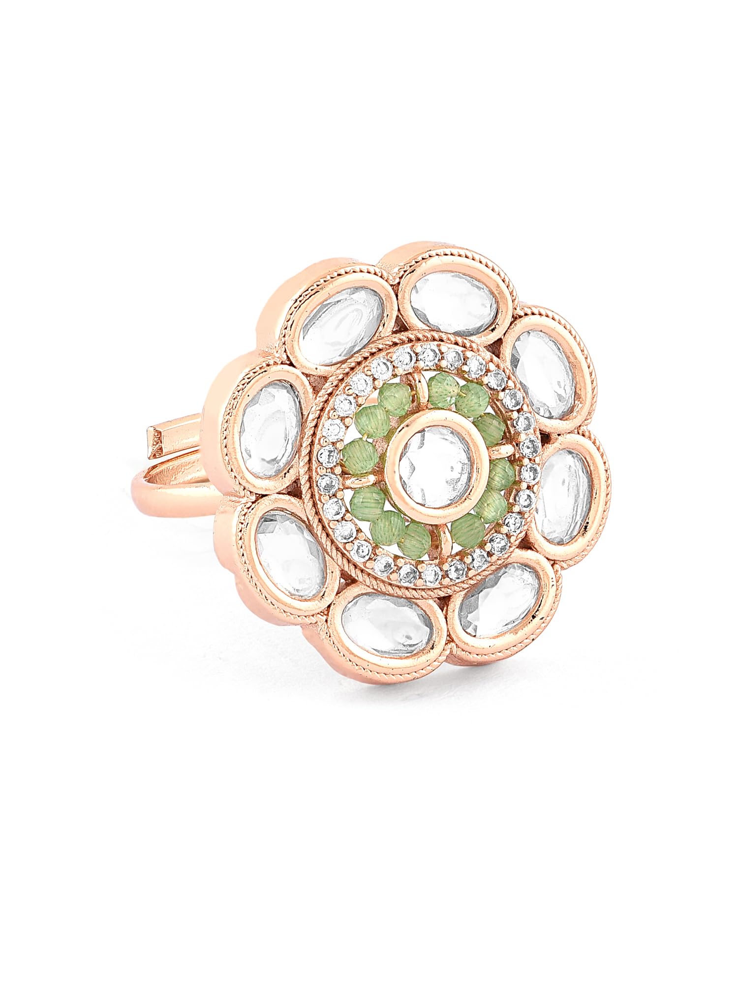 ZAVERI PEARLS Mint Green Crystal Beaded Kundan & Cubic Zirconia Bling Brass Adjustable Finger Ring-ZPFK16197 (B0C9Q5QXBC) Amazon Price History, Amazon Price Tracker