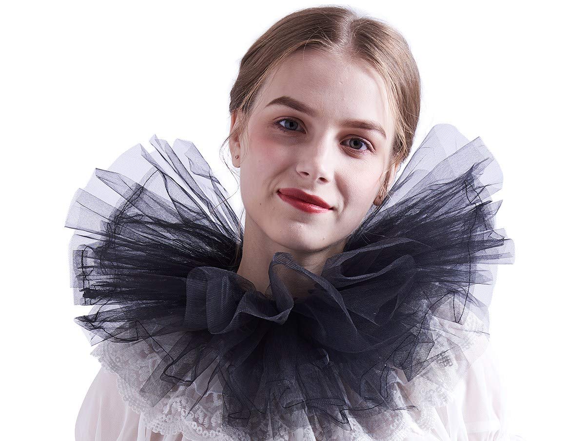 BLESSUME Victorian Ruffle Collar Renaissance Mesh Clown Collar Layered Collar for Halloween, Carnival