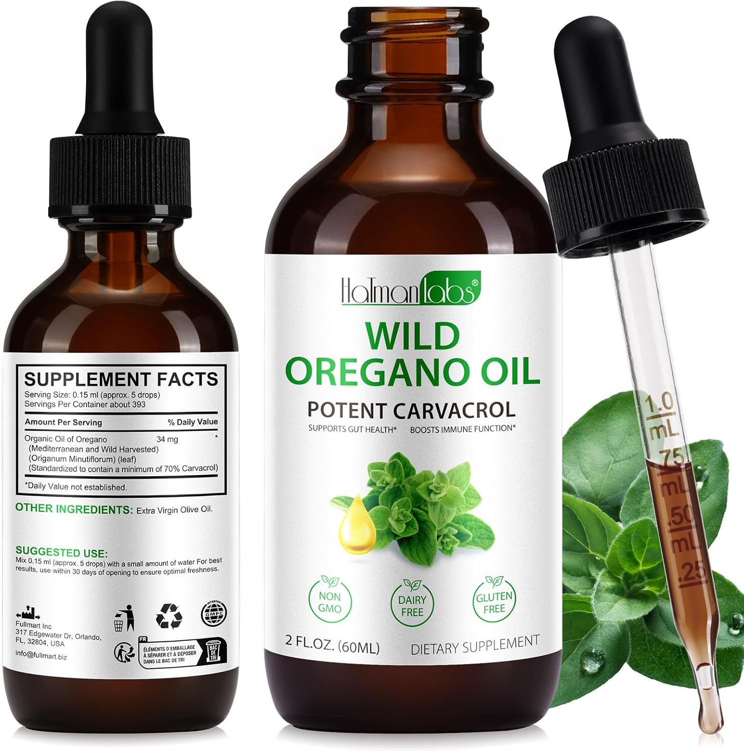 2 PCS Organic Oregano Oil Liquid, Organic Oil of Oregano Liquid| 40-Day Supply | Natural Immune & Digestive Aid | Gluten-Free, Non-GMO | Herbal Wellness for Families