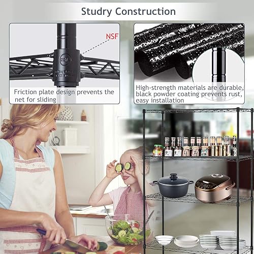 Miniatura 3 de NSF - Estantería de alambre ajustable de 4 niveles de altura ajustable de acero de grado comercial de 36 x 14 x 54 pulgadas, estante organizador