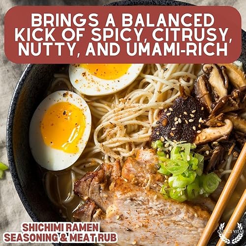 Miniatura 2 de Shichimi Ramen condimento y carne frotado – Mezcla de especias gourmet – Todo natural – Sin OMG – Hecho en Estados Unidos – Hecho a mano – Pequeño