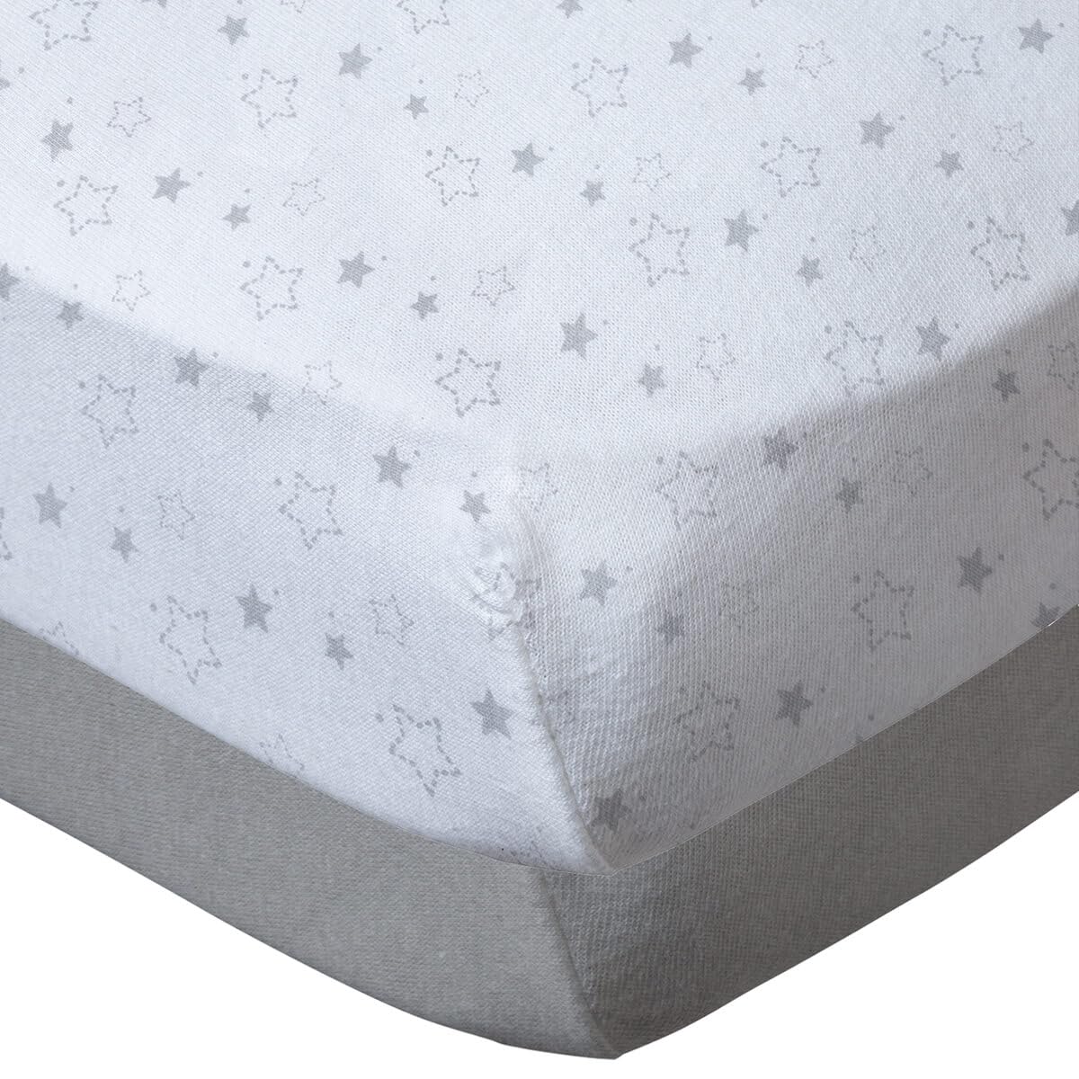 babyCalin - Set 2 lenzuola con angoli Grigio/stellato 70x140x17 cm