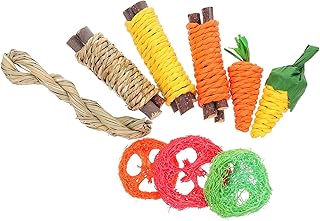 POPETPOP Puppy Chew Toys 1 Set Rabbit Chew Toys Teeth Grinding Toys with Fake Carrots Sticks Slices and Hay Rope for Rabbits Hamsters Chinchillas Guinea Pigs Bunny Squirrels Puppy Teething Toy