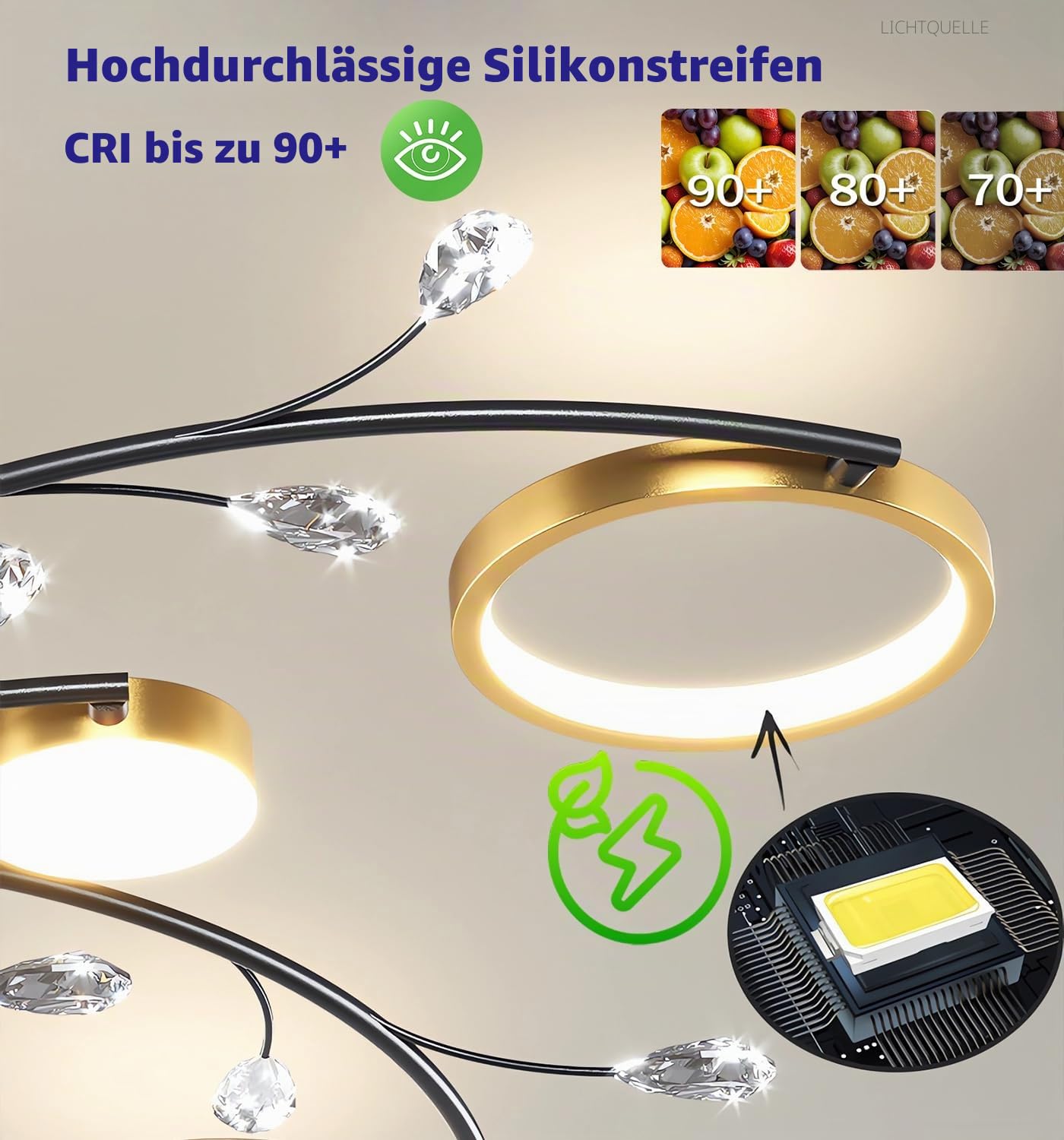 Moderne LED Deckenlampen Wohnzimmer Einbauleuchten Schlafzimmer Gold Dimmbare Deckenleuchten Pendelleuchten Mit Fernbedienung Geeignet FüR KüChe Esszimmer BüRo Deckenleuchte (6+1)