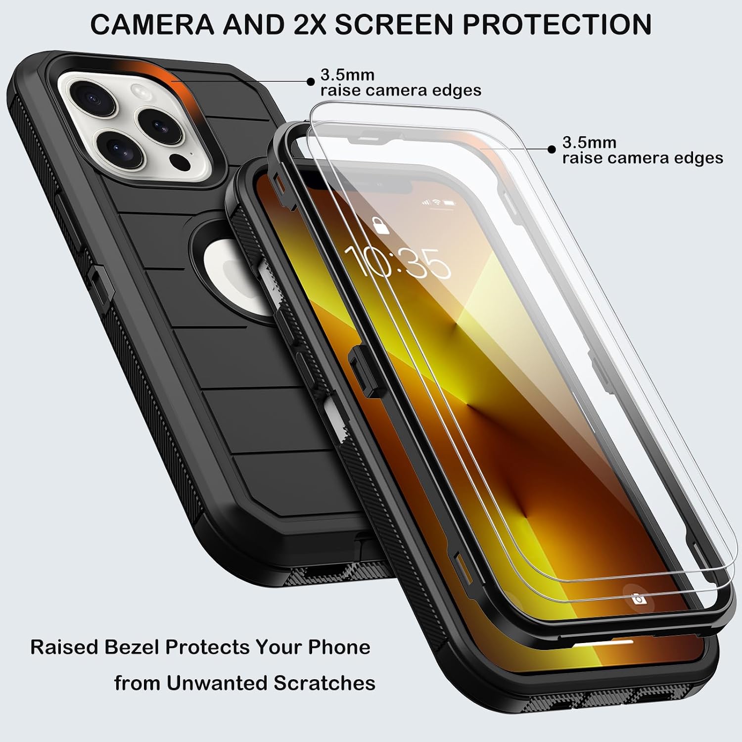 KECAI for iPhone 13 Pro Max Case with Belt Clip Holster & Kickstand,2X Screen Protector,Heavy Duty Shockproof Drop Protection Military Grade Full Body Rugged Phone Cover (6.7 Inch)