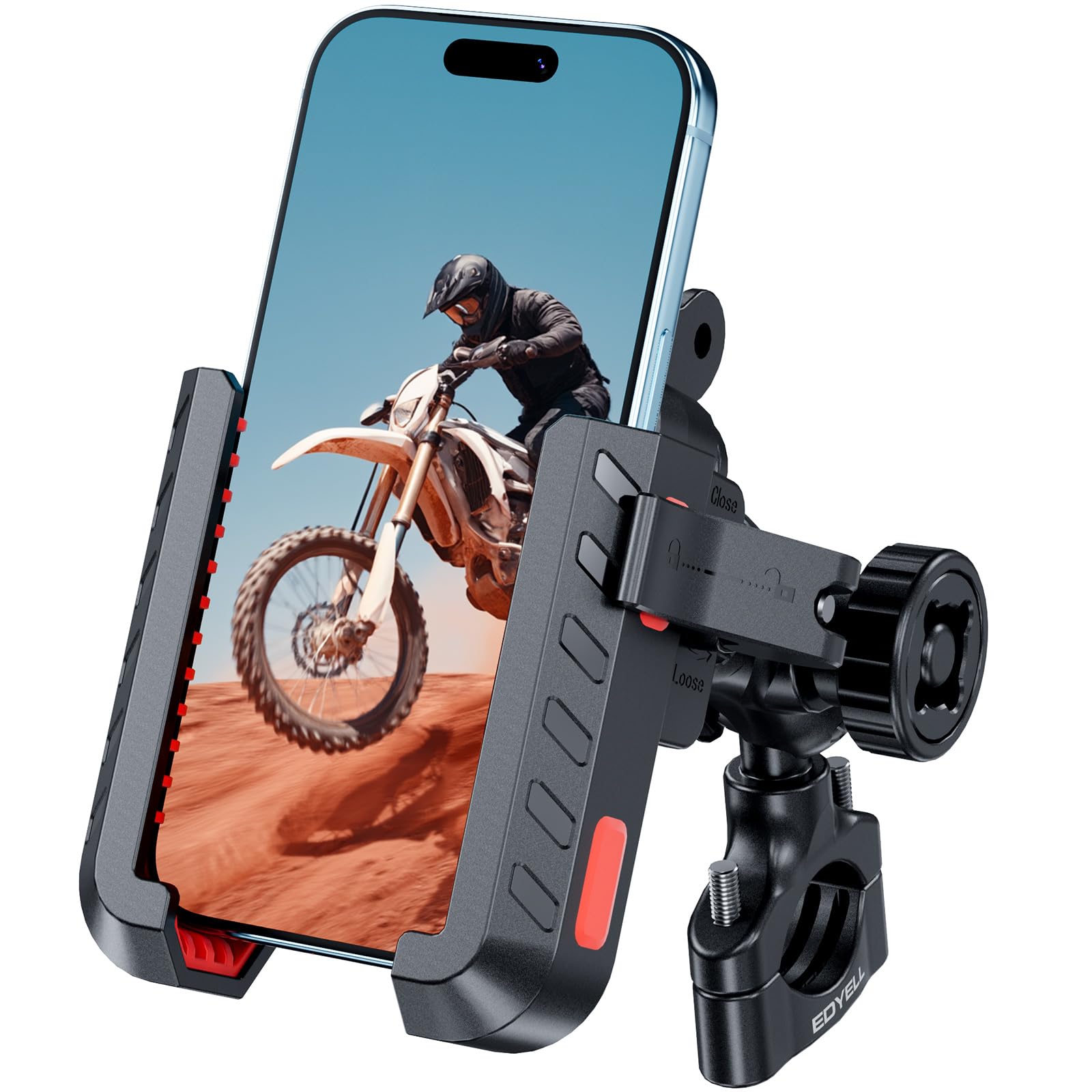 EDYELL Mobile Holder for Bike,Motorcycle Phone Mount Holder, Anti-Theft, Anti-Vibration Dampener Mount,360° Adjustable for Motorcycle Bike ATV Scooter Fit 4.7"-7.2" Cellphone (YF303-A)-image-29