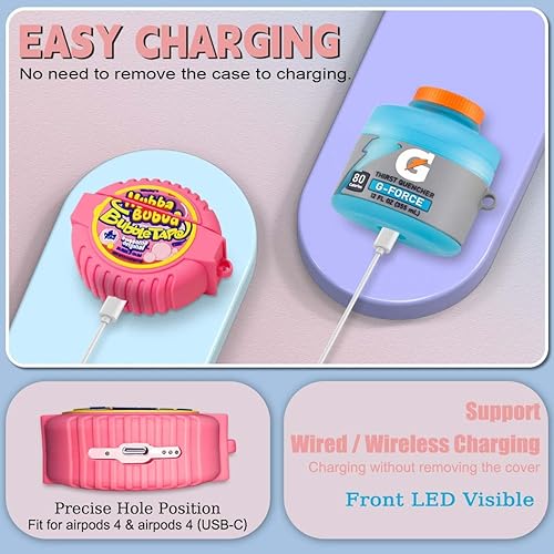 Miniatura 4 de 3 paquetes de fundas lindas para Airpods 4 - Funda de silicona con diseño de comida en 3D, dibujos animados divertidos, compatible con Airpods de 4ª