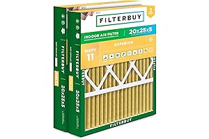 Filterbuy 20x25x5 Air Filters MERV 11: Enhanced Allergy and Particulate Defense for Home Comfort