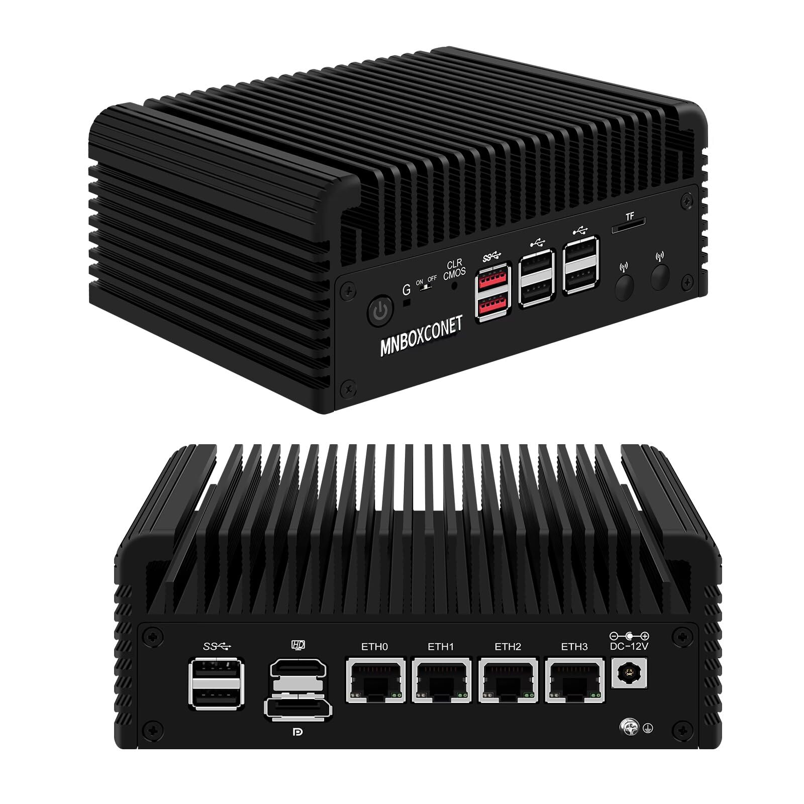 N150 Mini PC Firewall Fanless (up to 3.6GHz), 4 x 2.5GbE I226-V LAN Micro Appliance Hardware Computer DDR5 Barebone, Windows, OPNsense,Dual Display, AES-NI