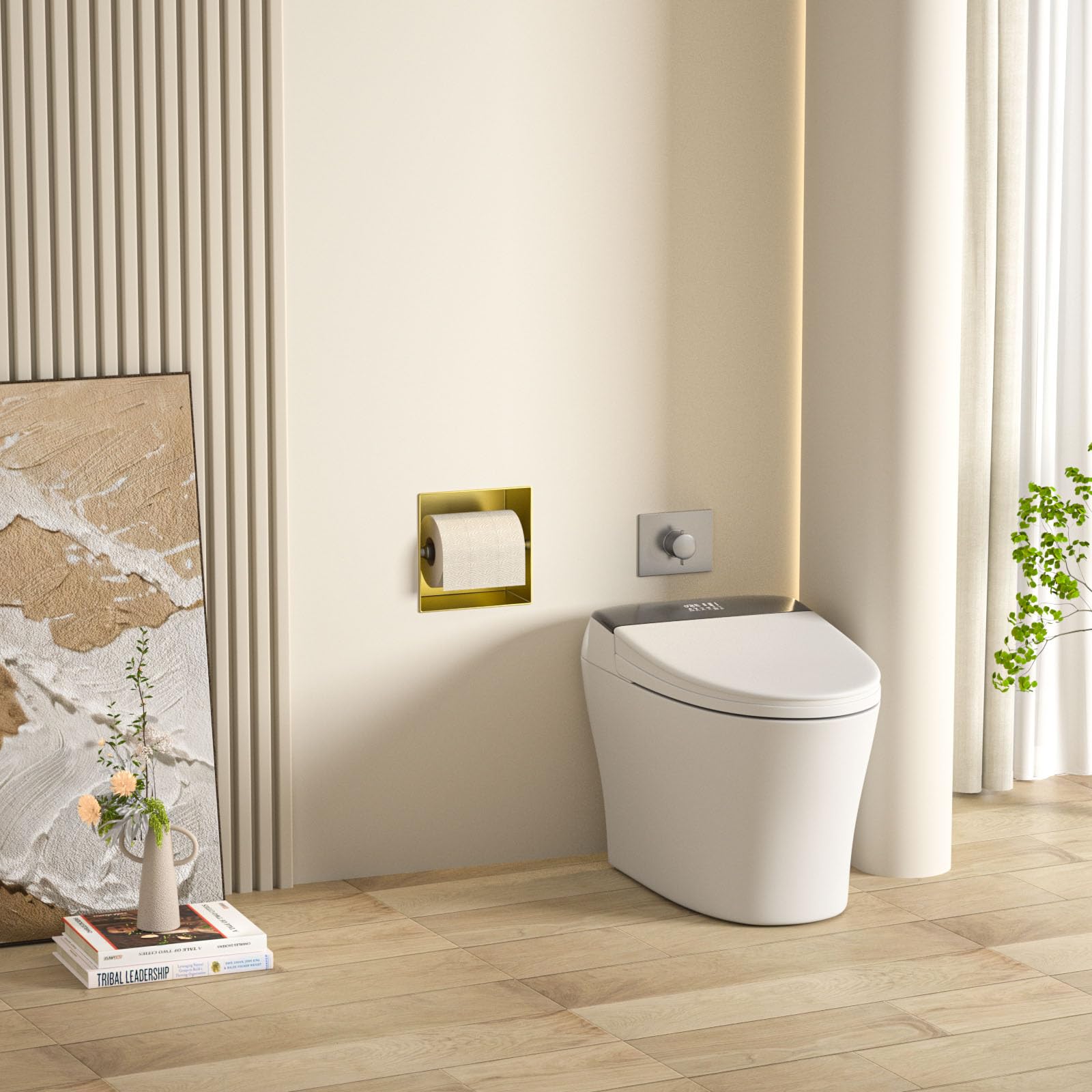 Unterputz Toilettenpapierhalter Edelstahl, WC Toilettenpapierhalter für das Badezimmer Halterung, 14.5×14.5×8.7cm, Klopapierhalter für die Renovierung und den Ausbau des Badezimmers,Golden