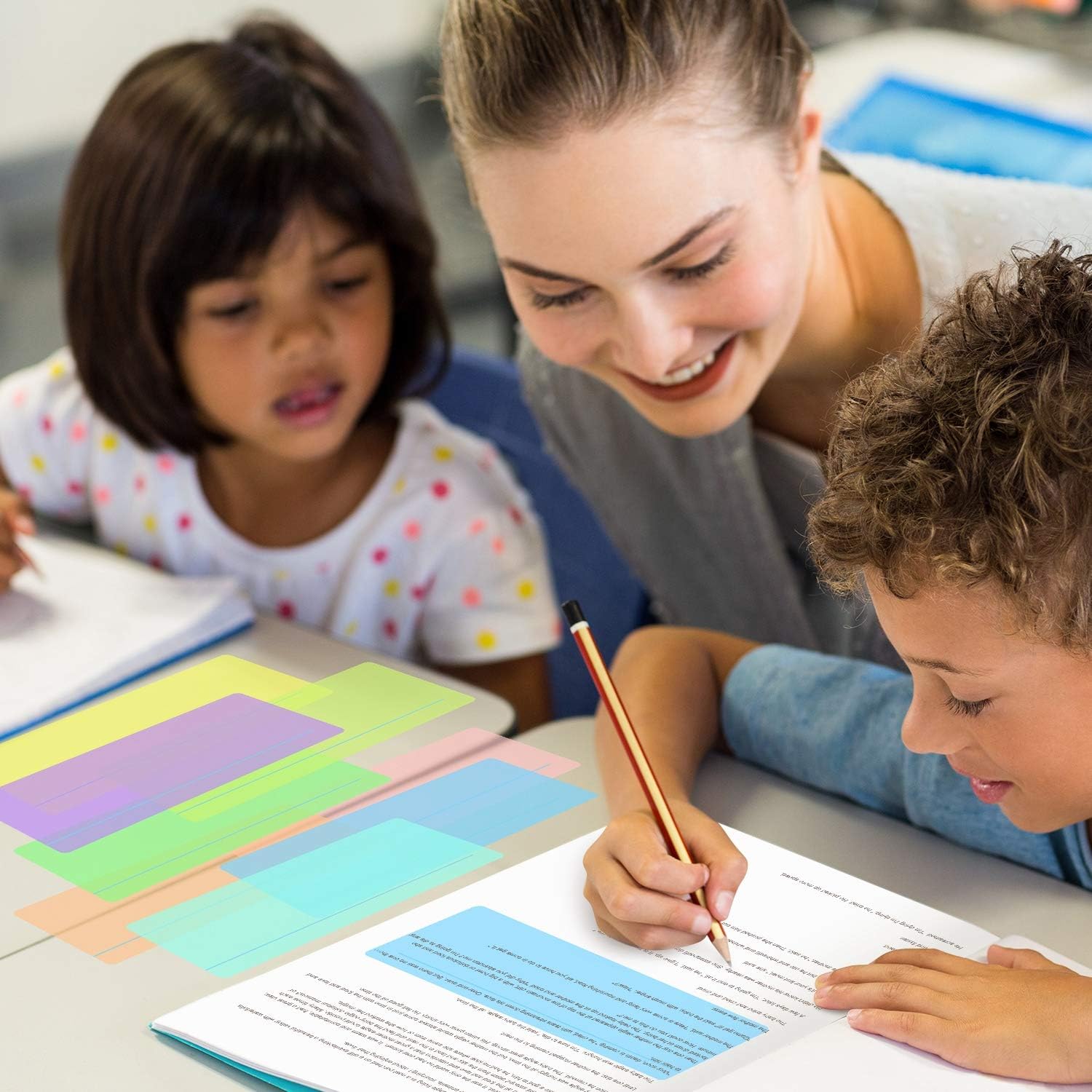 Guided Reading Highlight Strips Colored Overlay Reading Tracking Rulers Helps with Reduce Visual Stress (16 pack)