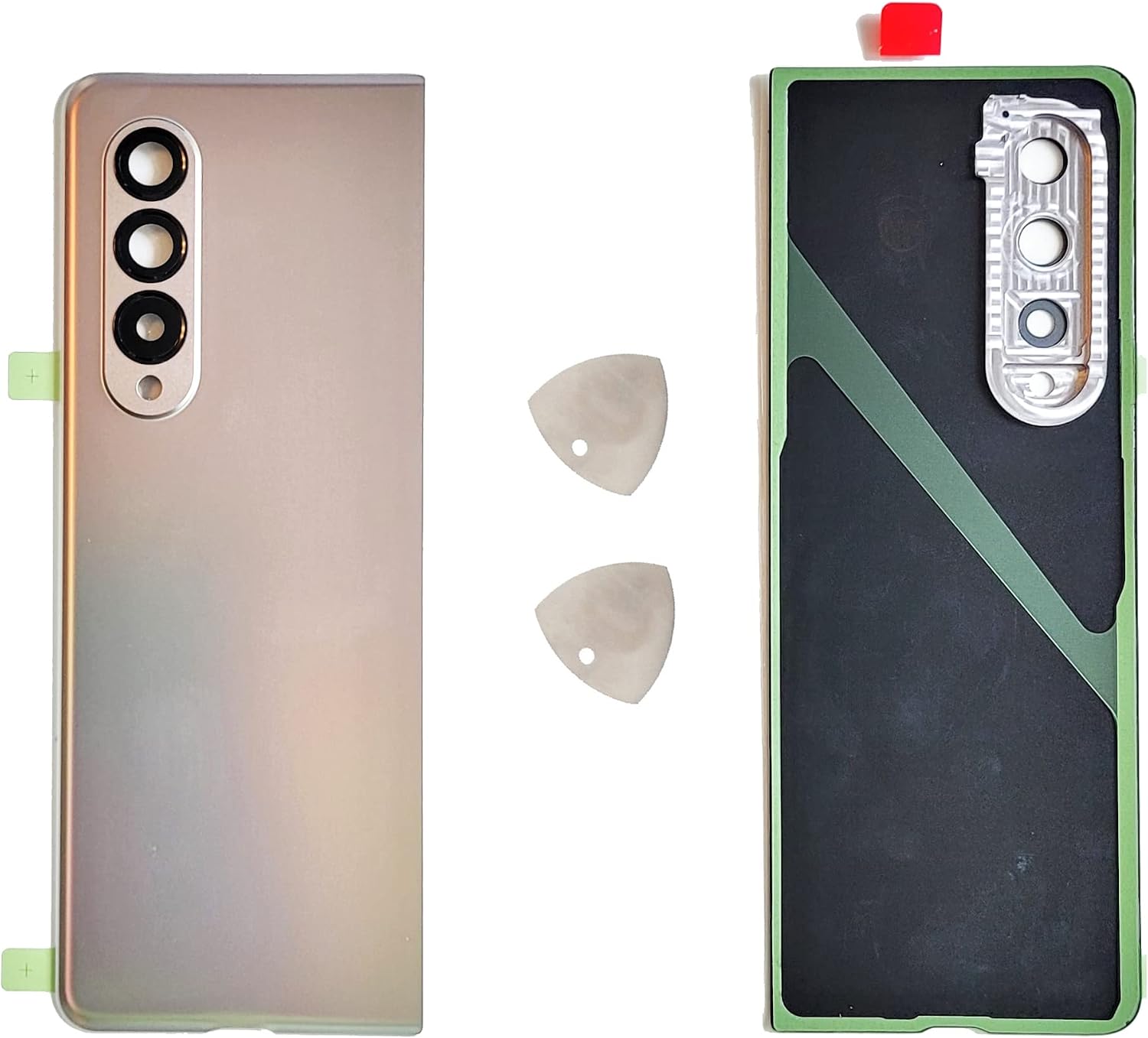 MD0410 Replacement Compatible with Samsung Galaxy Z Fold 3 F926 Back Glass Battery Housing Camera Lens Frame Cover with Tools (Phantom Silver)