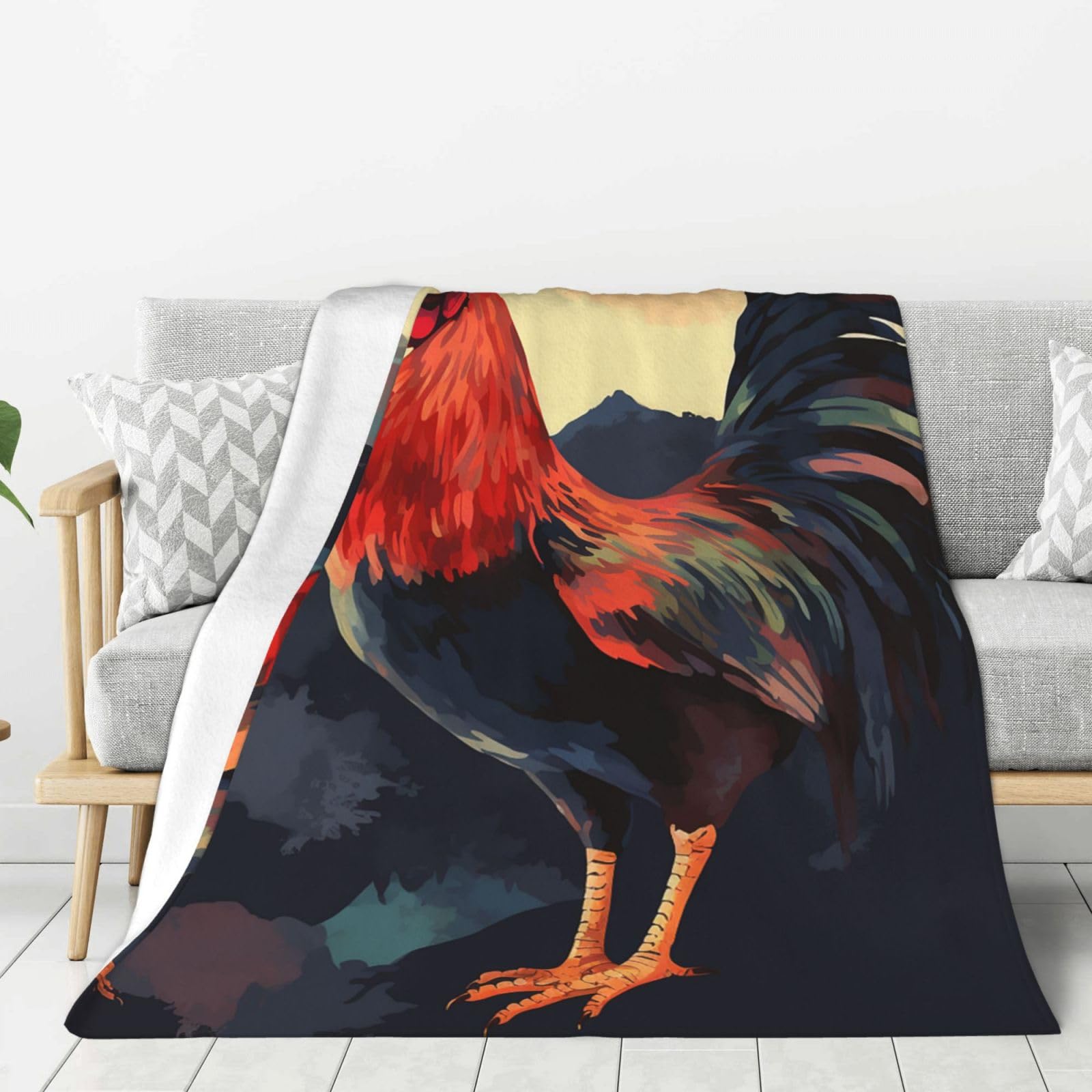 Rooster Beautiful Art Throw Blanket Plush Flannel Fleece Blanket, Soft Lightweight Cozy Blankets 60"X50" for Bed Couch Sofa Travel