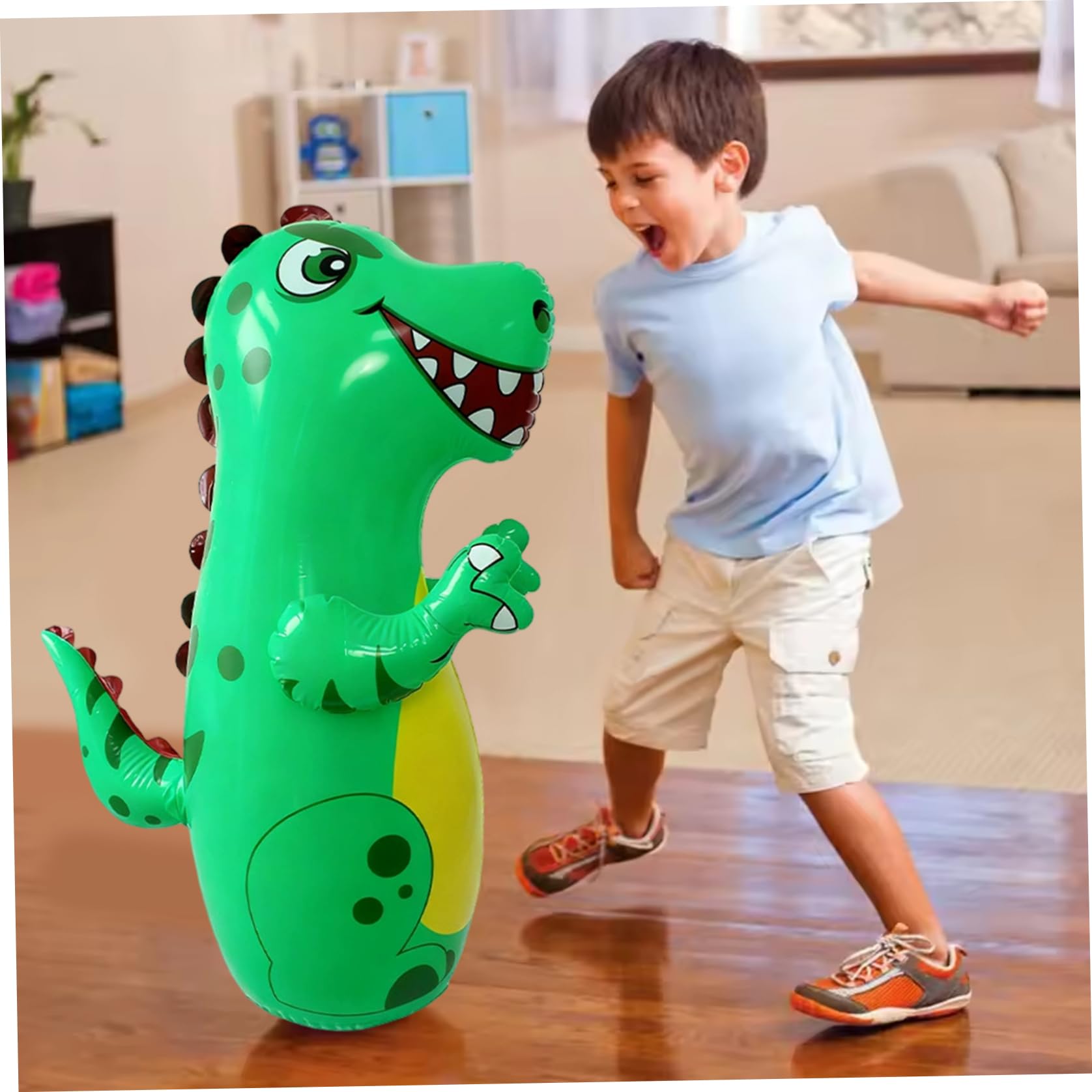 Sacco da Boxe Gonfiabile per Bambini, Sacco da Boxe Gonfiabile per Bambini Dinosauro in PVC Alto 47 Pollici con Rimbalzo Istantaneo per Ragazzi e Ragazze