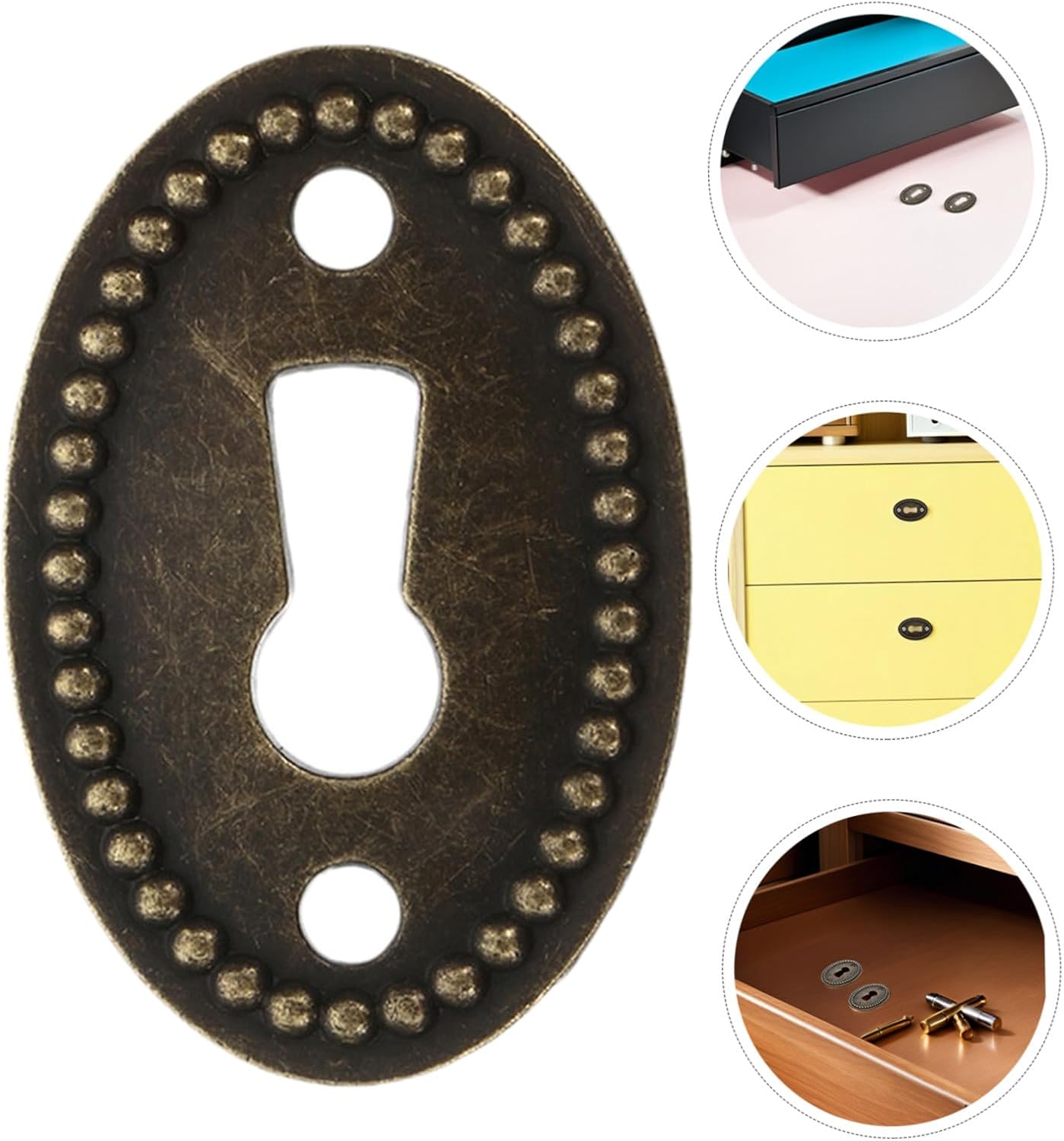 Vintage Oval Keyhole Cover Plates Set, 25 Pieces Zinc Alloy