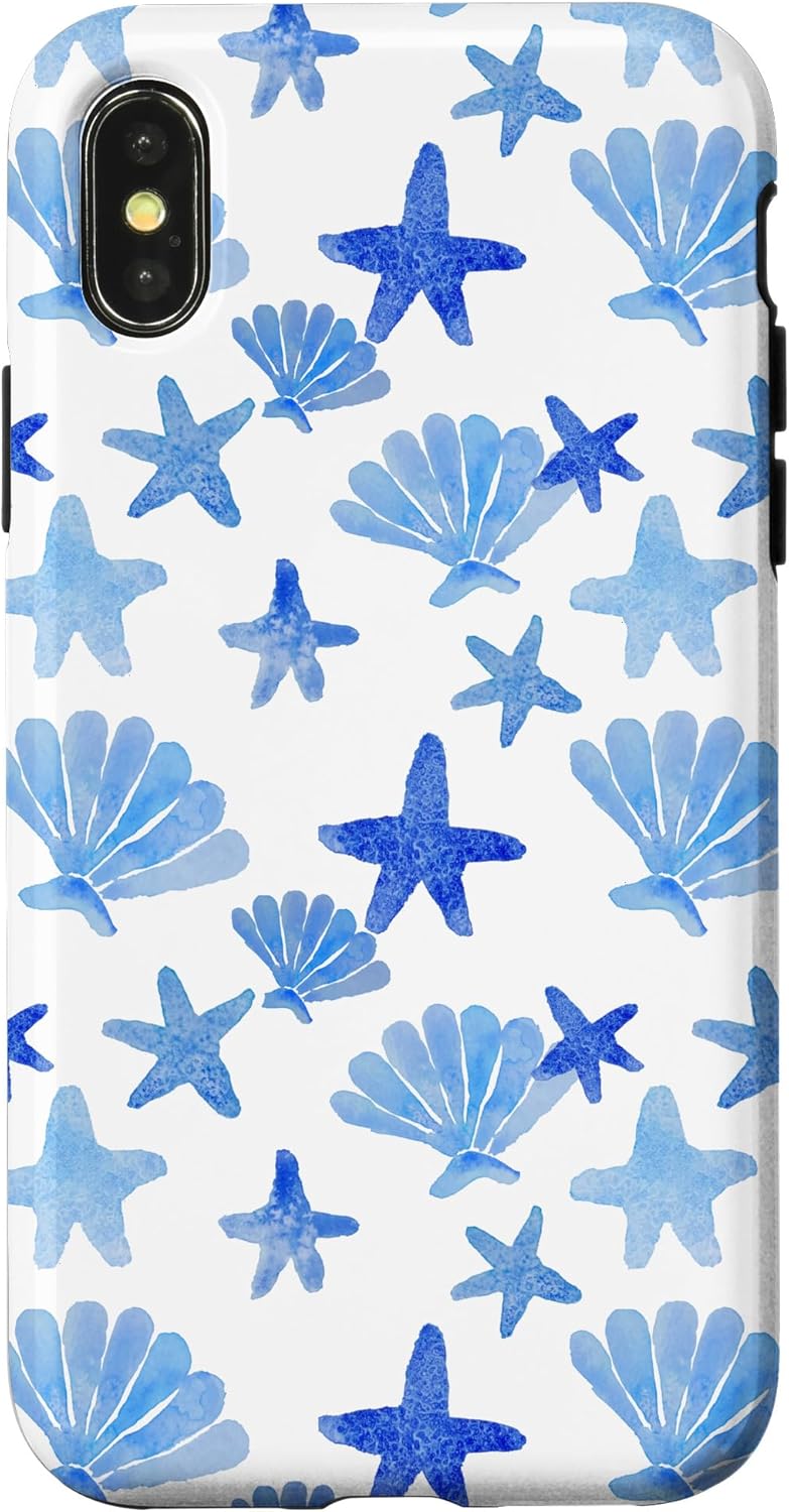 Coastal Granddaughter Blue Preppy Shells Starfish Ocean Cute Case for iPhone 12 mini