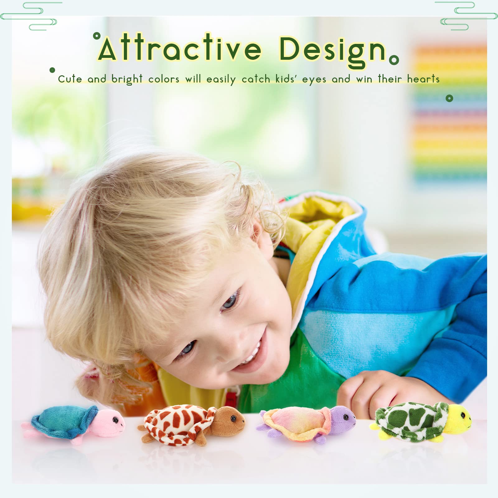 Aoriher 5 Pieces Plush Turtle Set Stuffed Turtle 12 Inch Stuffed Sea Turtle Mom with 4 Little Turtles Soft Plush Stuffed Animal Toys Tortoise Hugging for Birthday Easter, Christmas(Vivid Style) - Image 5