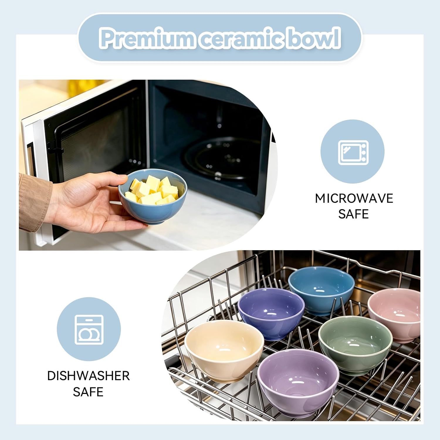 8 Pack Small Ceramic Bowls, Mini Bowls for Dipping, Side Dishes 4 OZ
