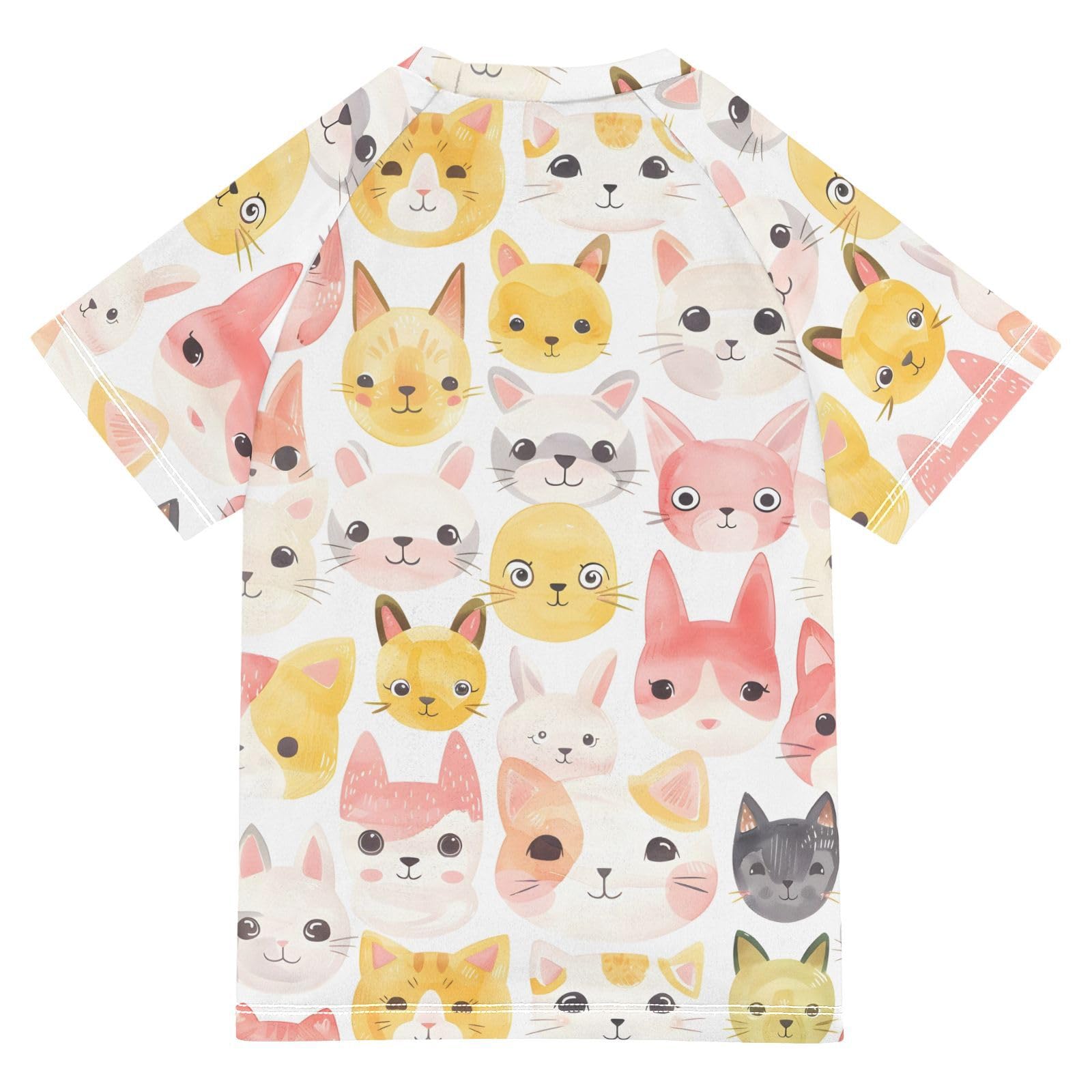 ALAZA Boys Rash Guard Swimming Shirt for Boys Short Sleeve Animals Heads UPF 50+ 5-6T