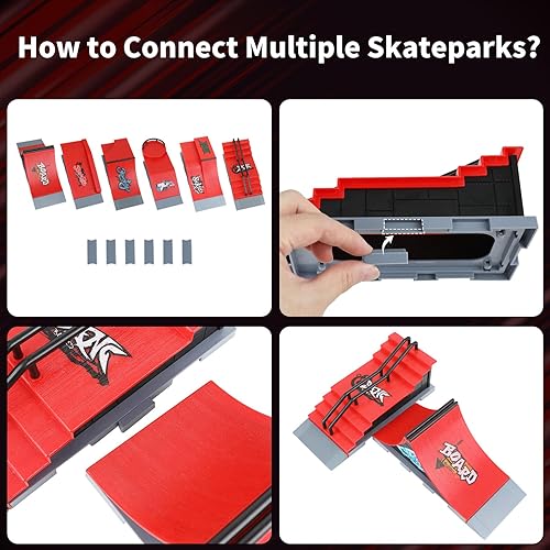 Miniatura 4 de Finger Skateboard Park Ramp Set, 6 in 1 Mini Finger Skatepark for Fingerboards, Finerboard Skatepark Ramps Toys for Finger Dexterity Training