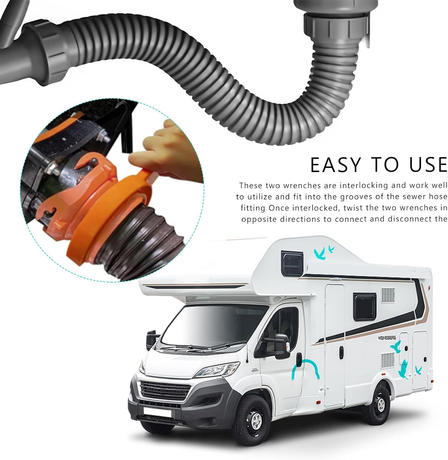 2 PCS RV Sewer Hose Wrench, Multi-Purpose Camper Sewer Hose Fitting Wrenches, Universal Spanner Wrench Fits Most 3" & 4" Male/Female RV Cleanout Plug, Car Accessories