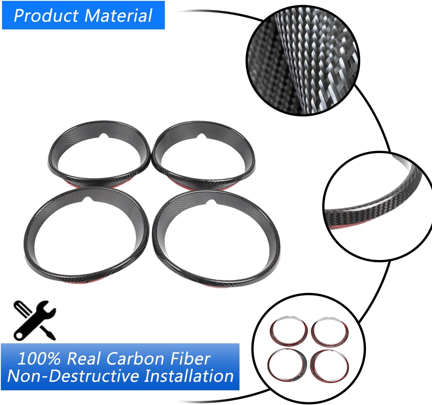 100% Real Carbon Fiber Car Tail Light Cover Trim Frame Compatible with Chevrolet Corvette C6 2005-2013 Taillights Frame Trim Bezels Ring,Tail Light Guard Trim Frame Protect Decorative