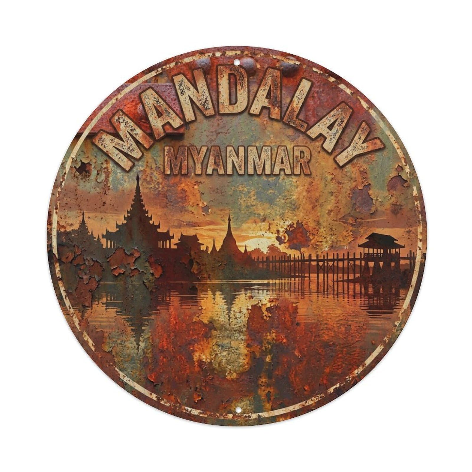 Retro Travel Myanmar Mandalay Metal Tin Sign