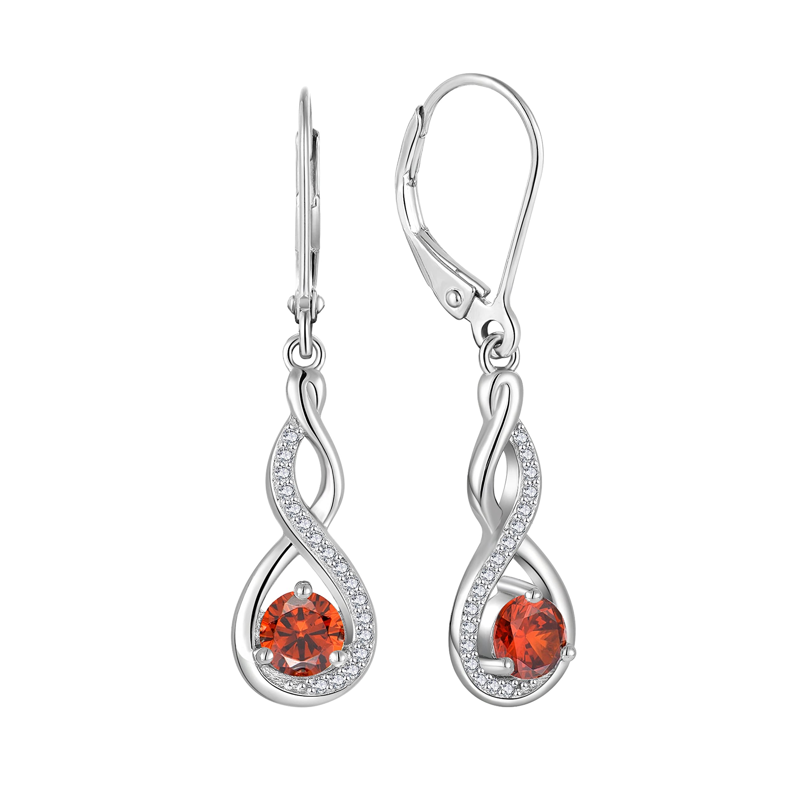 Starchenie Infinito Orecchini a Leva in Argento 925 Orecchini con Garnet Pietra Portafortuna Gioielli Intrecciati per Donne