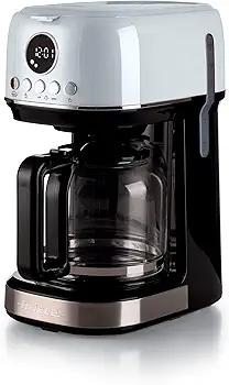 Ariete 1396/01 Moderna cafetera de filtro, Café de goteo, Capacidad hasta 15 tazas, Base calefactora, Pantalla LCD, Filtros extraíbles y lavables, Blanco