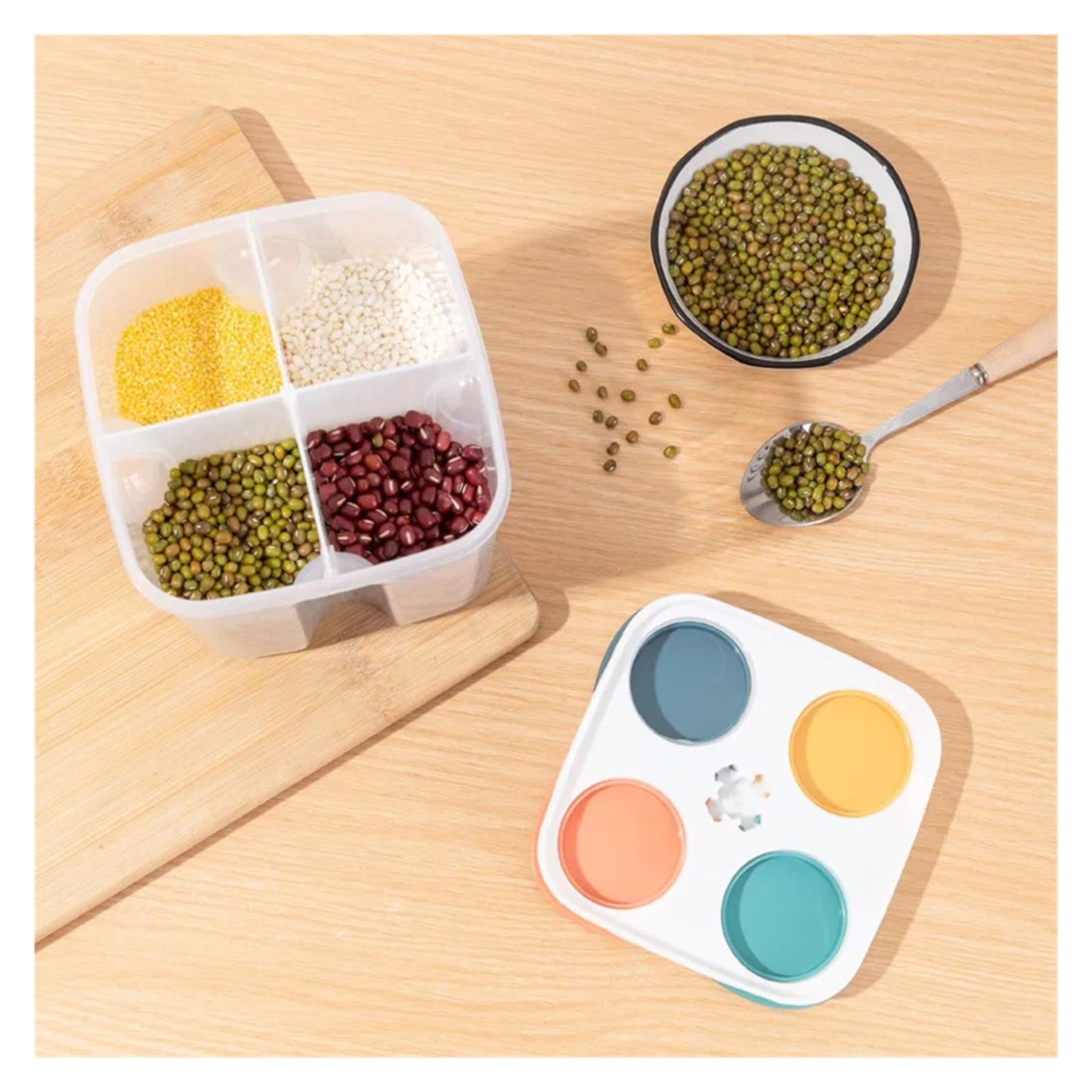 Müslibehälter-Set aus Kunststoff mit 4 Fächern, 3-teilig, luftdicht, feuchtigkeitsbeständig, hält Spaghetti frisch, 2,3 l, dunkle Farbe, ideal für die Aufbewahrung von Lebensmitteln