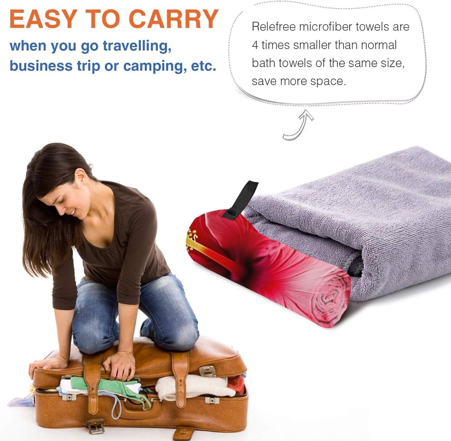 KHiry Microfiber Towel Beach Towels Hibiscus Flower Quick Dry Towel Soft Lightweight Travel Towels Absorbent Large Easy Pack Travel Things Beach Blanket for Gym Sports Swimming