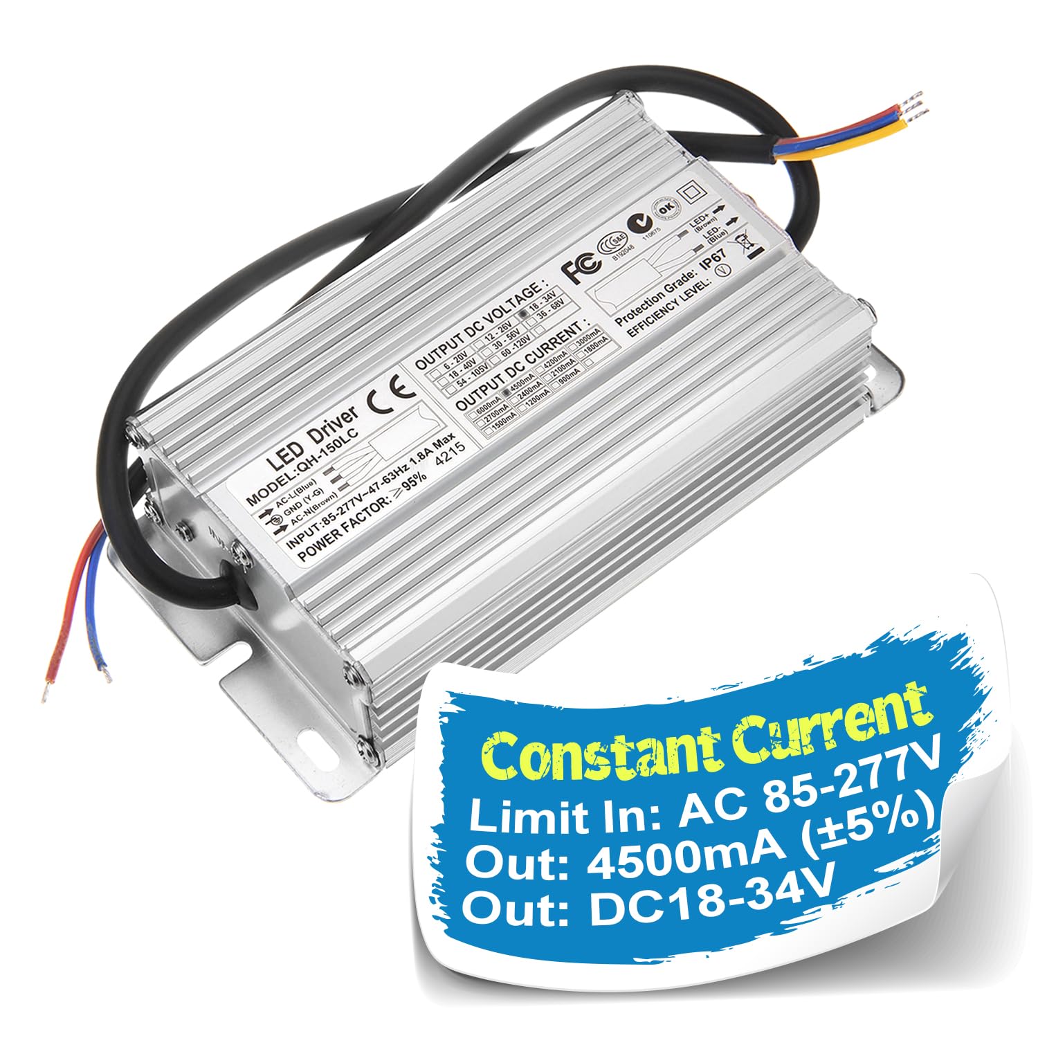 Chanzon LED Driver 4500mA Constant Current 18-34V IP67 Waterproof Aluminium