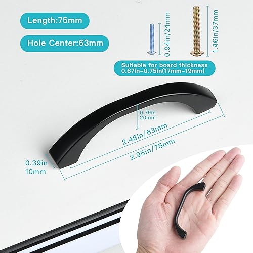 Miniatura 2 de Paquete de 4 tiradores para cajones, centro de agujero de 2-12 pulgadas, color negro antiguo, pomos para gabinetes de cocina, tiradores de fianza
