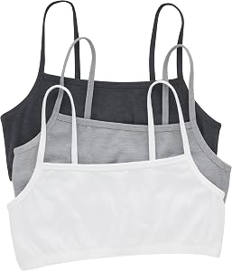 Hanes Women's String Bralette Pack, 3-Pack, Cotton Sports Bralette Bras for Women, Solid or Assorted Wireless Bras