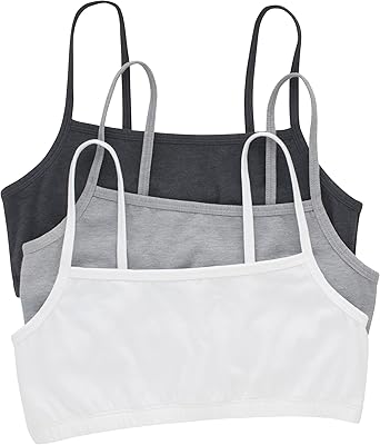 Hanes Womens String Bralette Pack, 3-Pack, Cotton Sports Bralette Bras for Women, Solid or Assorted Wireless Bras