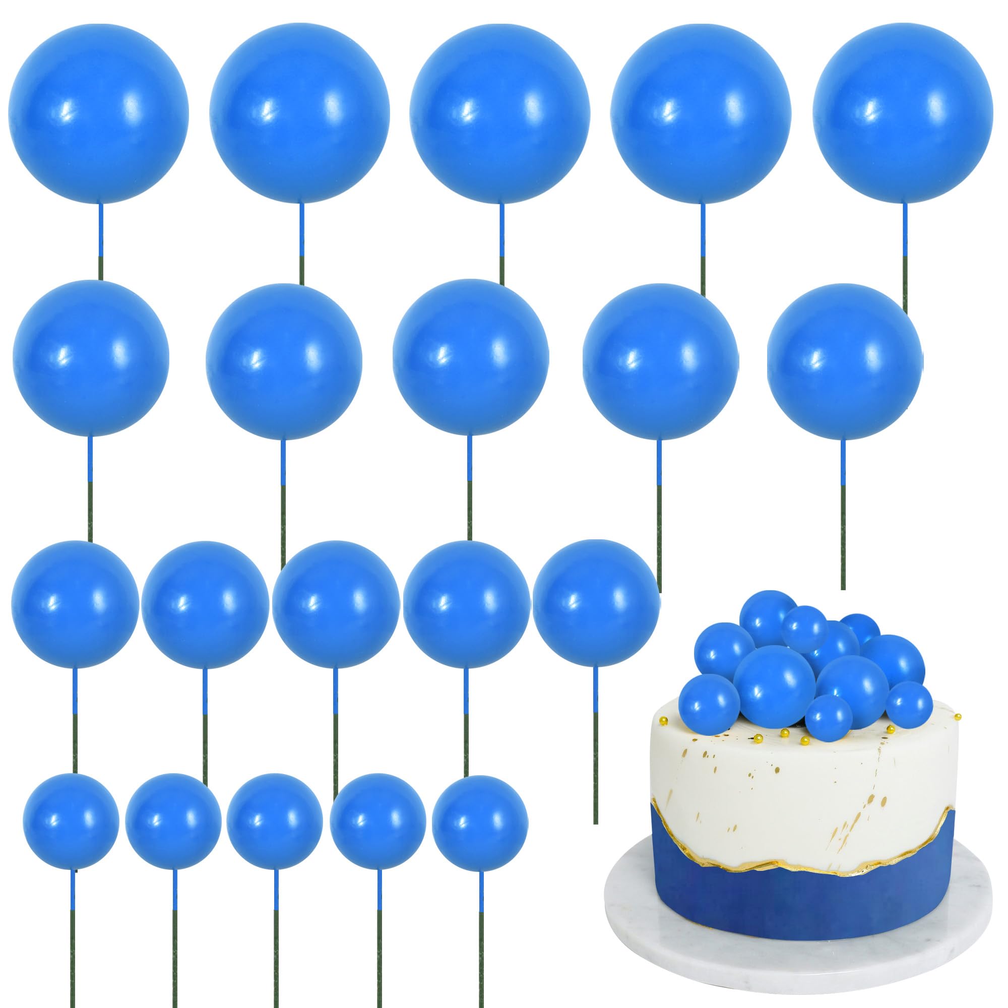 RIBBOOO 20 Pcs Royal Blue Ball Cake Toppers Birthday Cake Decoration Baking โ image 1