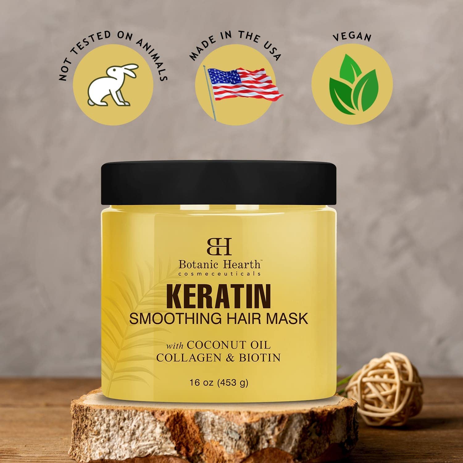 Botanic Hearth Keratin Hair Mask (16 oz) and Tea Tree Shampoo and Conditioner Set (16 oz each) Bundle