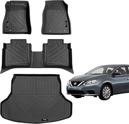 Miniatura 9 de Yonugli Juego de alfombrillas para todo tipo de clima y forro de carga compatibles con Nissan Sentra 2020, 2021, 2022, 2023, 2024, accesorios negros