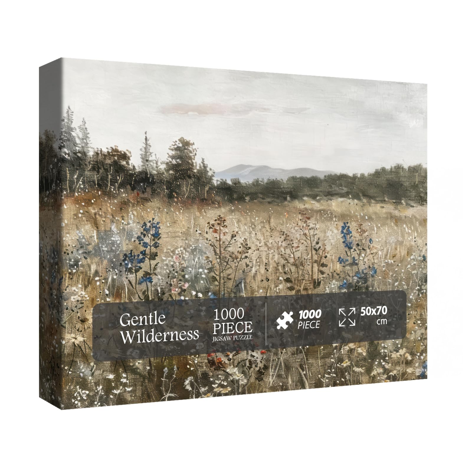 Vintage Flower Landscape Puzzle 1000 Pieces for Adults, Nature Wildflower Scenery Jigsaw Puzzle, Floral Field Puzzle Wall Decor