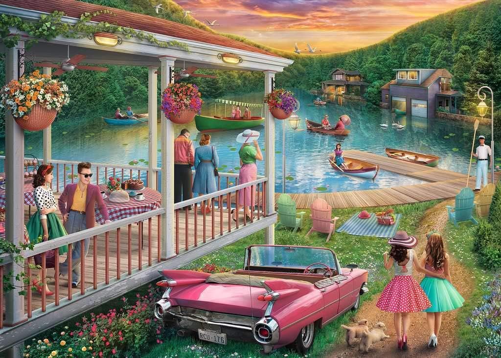 Ravensburger 300 Piece Summer Lake Jigsaw Puzzle for Adults - Every Piece Unique, Softclick Technology