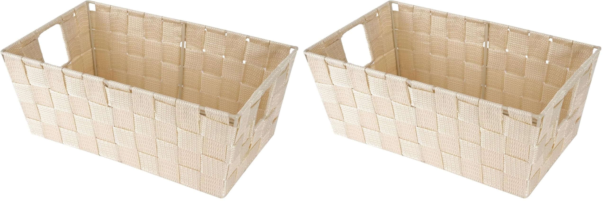 Whitmor Woven Strap Small Latte Shelf Tote, 1 Count (Pack of 2)