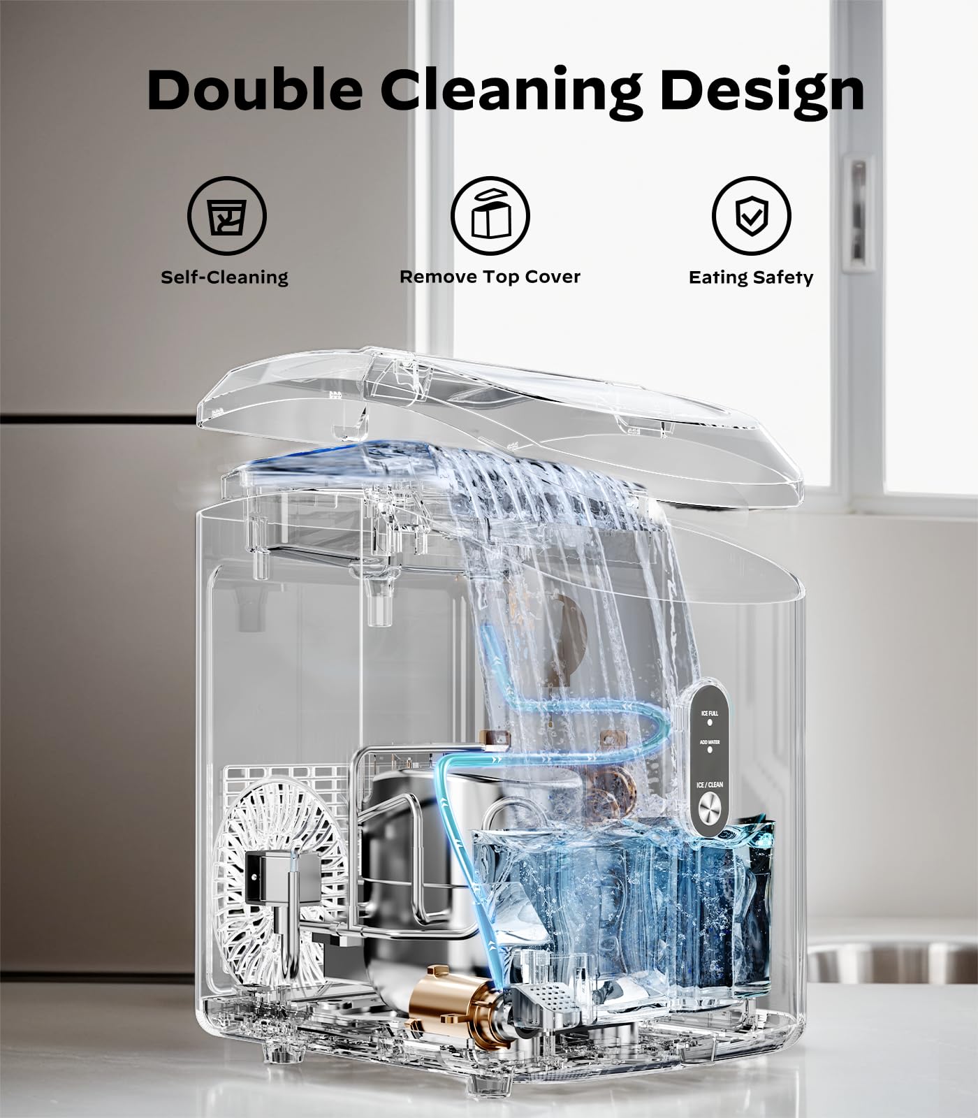 Nugget Ice Makers Countertop, Pellet Ice Machine With Self-Cleaning Function, Nugget Ice Machine Produces 33 Lbs Of Chewable Ice In 24 Hours, Sonic Ice Maker Perfect For Home Kitchens Party Camping on Fridge.com - View 4