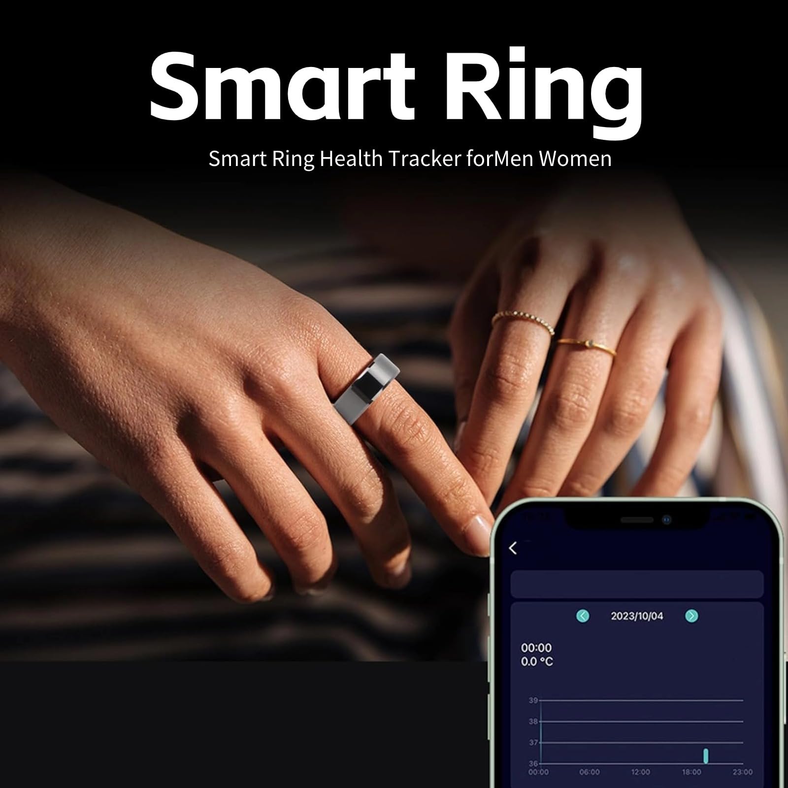 Yoidesu Smart Ring Health for Men & Women, Fitness Sleep Heart Rate Oxygen Ring, Bluetooth Fitness Ring Pedometer with APP for Daily Use (Size 13)