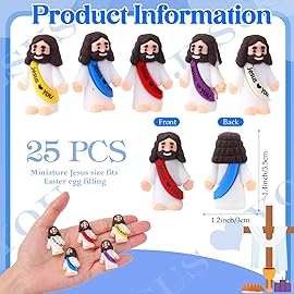 Bememo 25 Pcs Little Jesus Figures Original Design Jesus Love You Mini Rubber Toys to Hide and Seek Christmas Religious Party Favors Sunday School Baptism Gifts(Lively Colors)