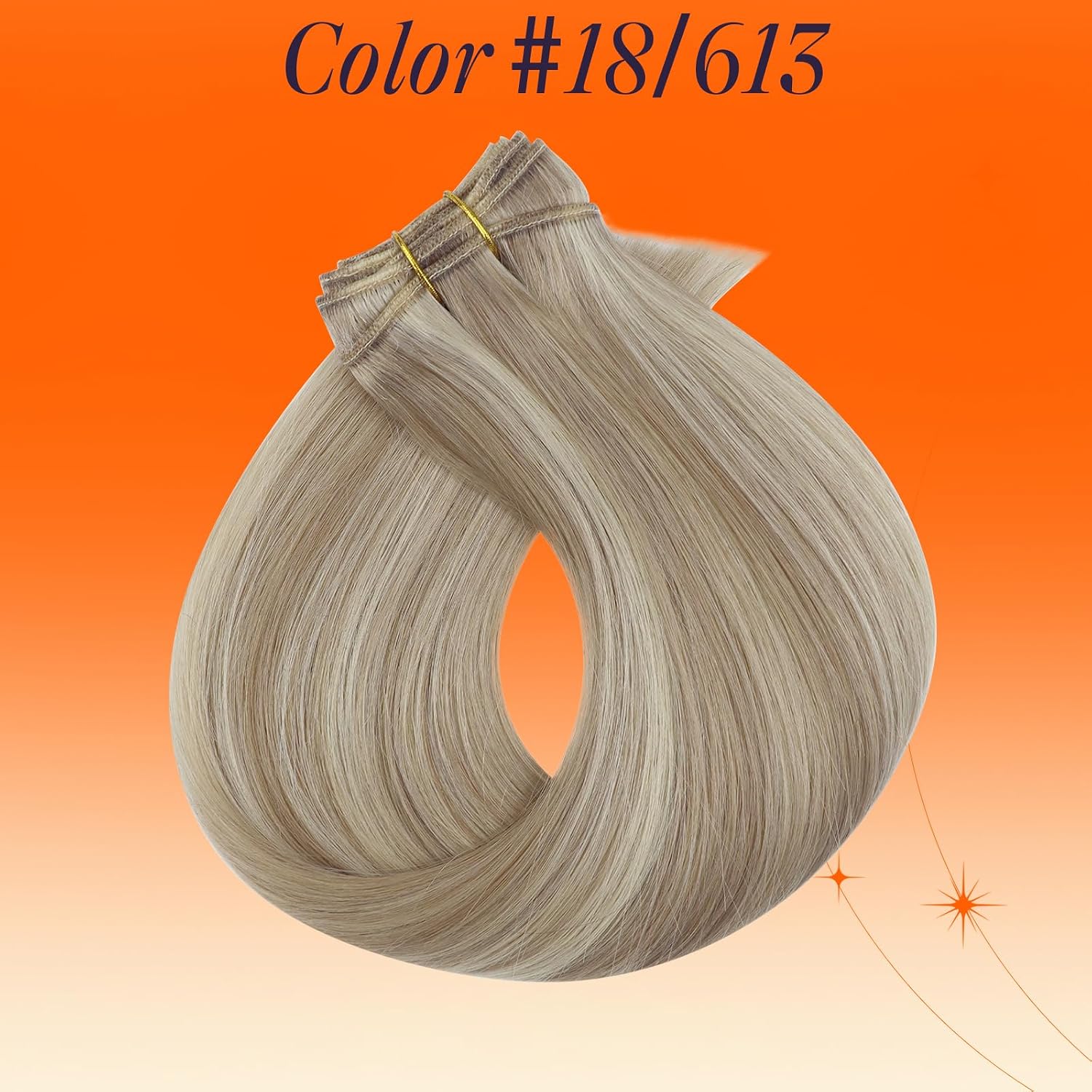 Full Shine Weft Hair Extensions Human Hair Blonde Hair Extensions Color 18/613 Ash Blonde Highlight Bleach Blonde Sew In Bundles Human Hair 12 Inch Extensions 80 Grams thumbnail