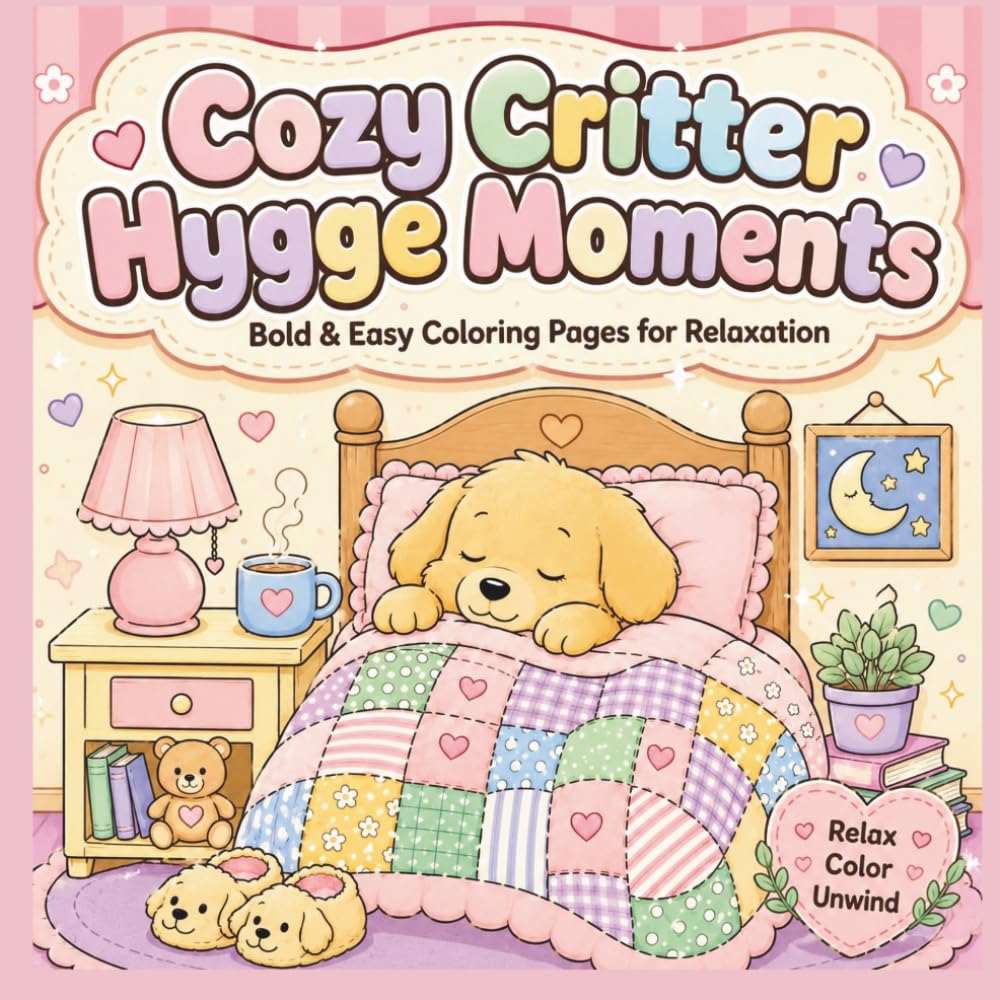 Cozy Critter Hygge Moments: Bold and Easy Animal Coloring Book for Relaxation